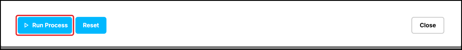Web UI, process details window: Run Process button highlighted
