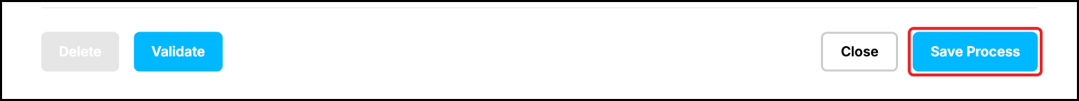 Web UI, Capture Process Configuration footer: Save Process button highlighted